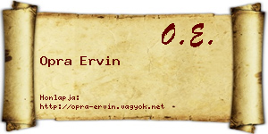 Opra Ervin névjegykártya